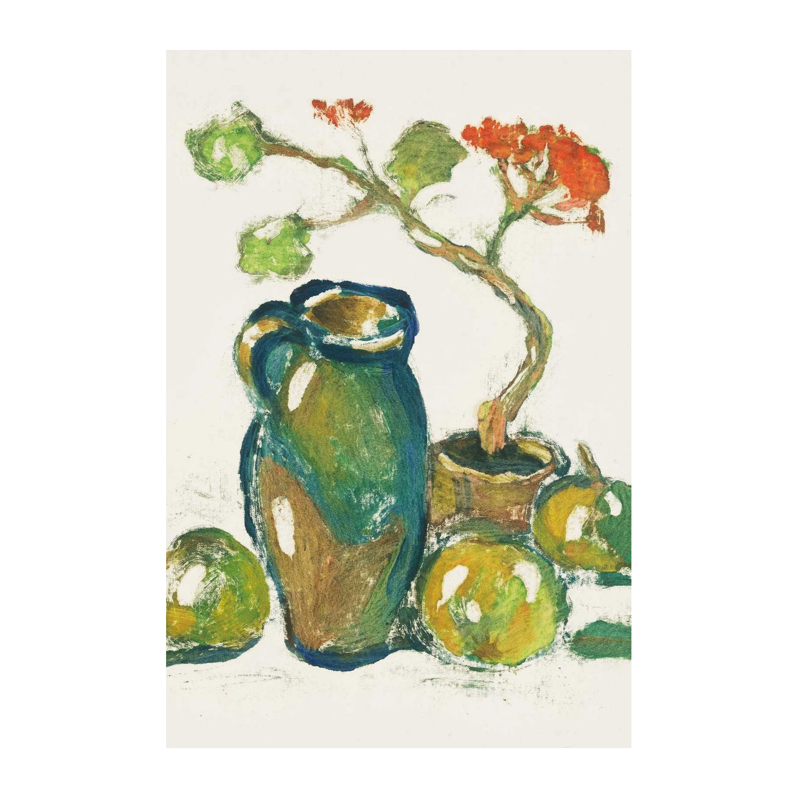 Vibrant Still Life Fruit & Vase Wall Art