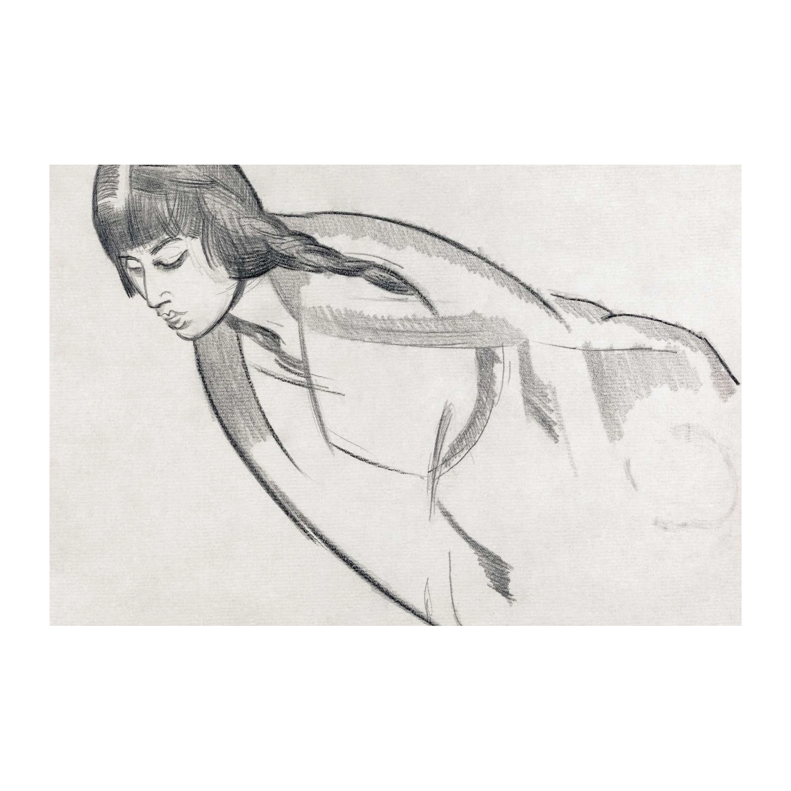 Elegant Figure Charcoal Sketch Wall Art