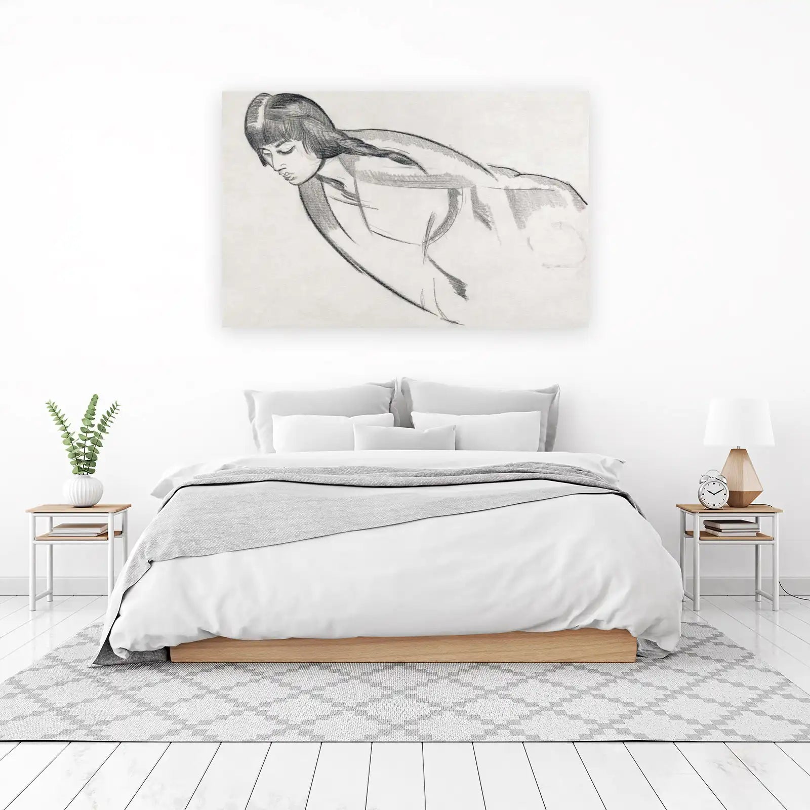 Elegant Figure Charcoal Sketch Wall Art