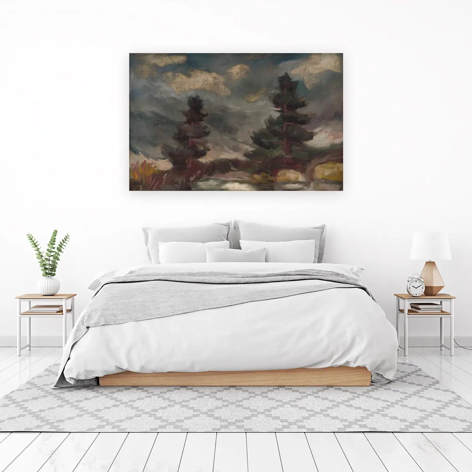 Moody Pine Forest Landscape Wall Art