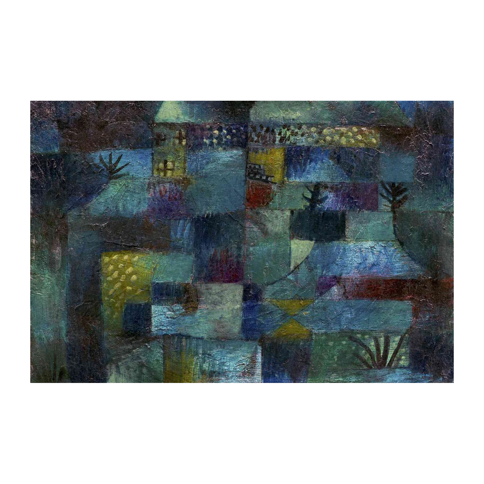 Mystical Abstract Blue & Green Landscape Wall Art