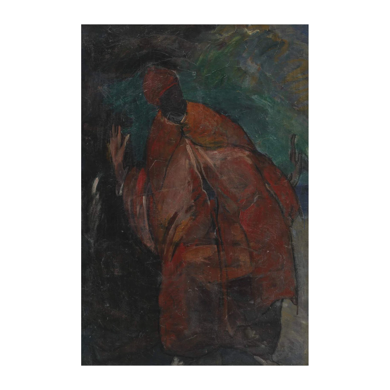 Abstract Religious Figure Red Robe Wall Art