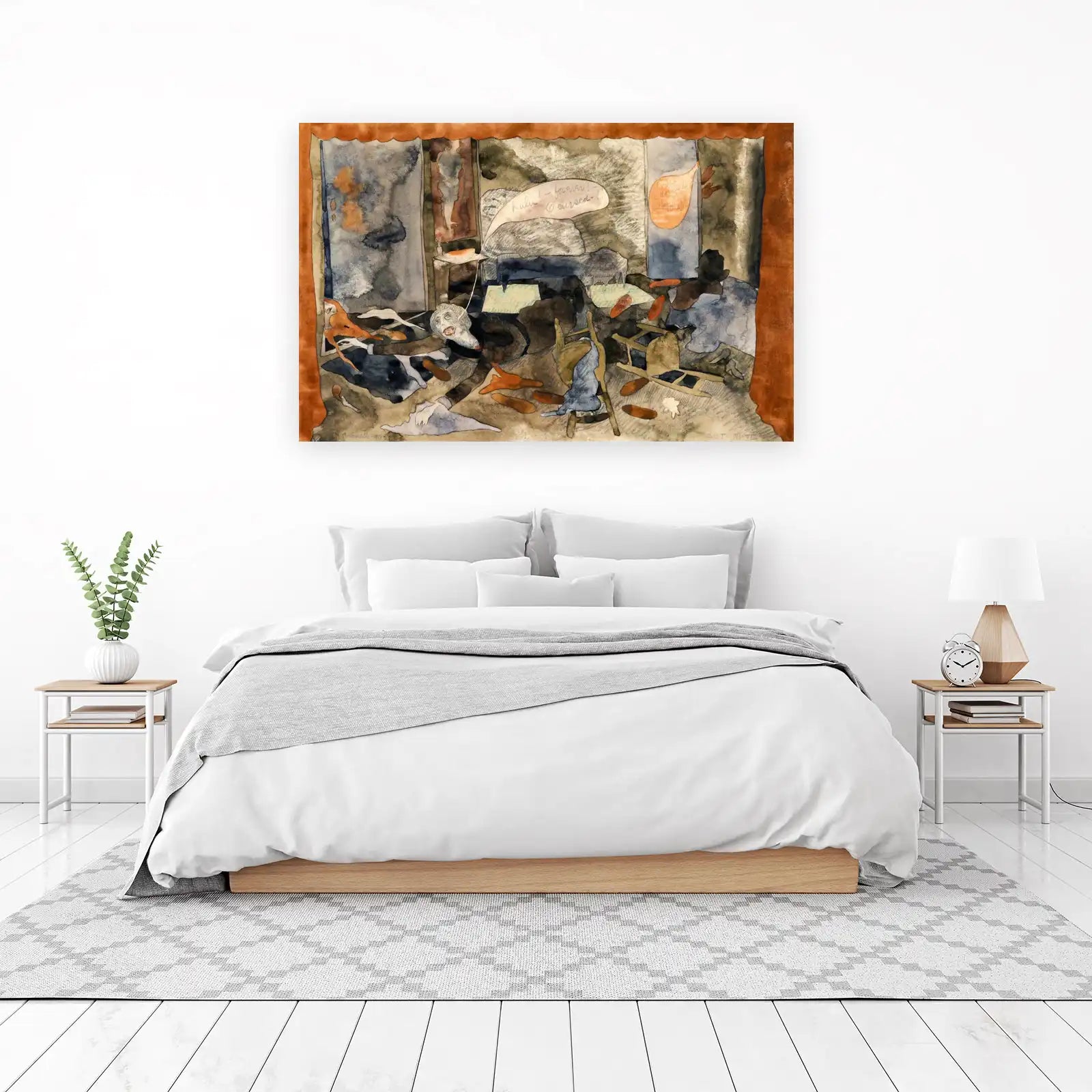 Surreal Expressionist Figure Watercolor Wall Art
