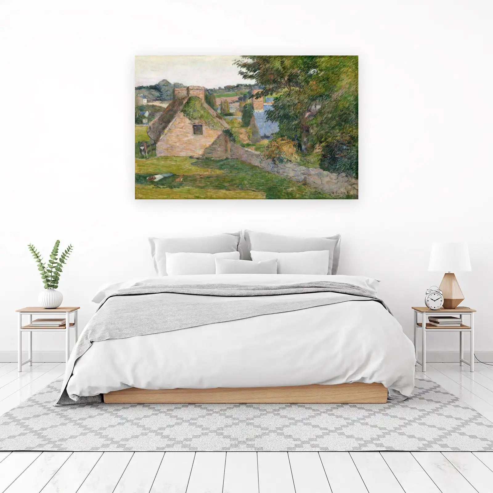 Idyllic Village Scene Landscape Wall Art