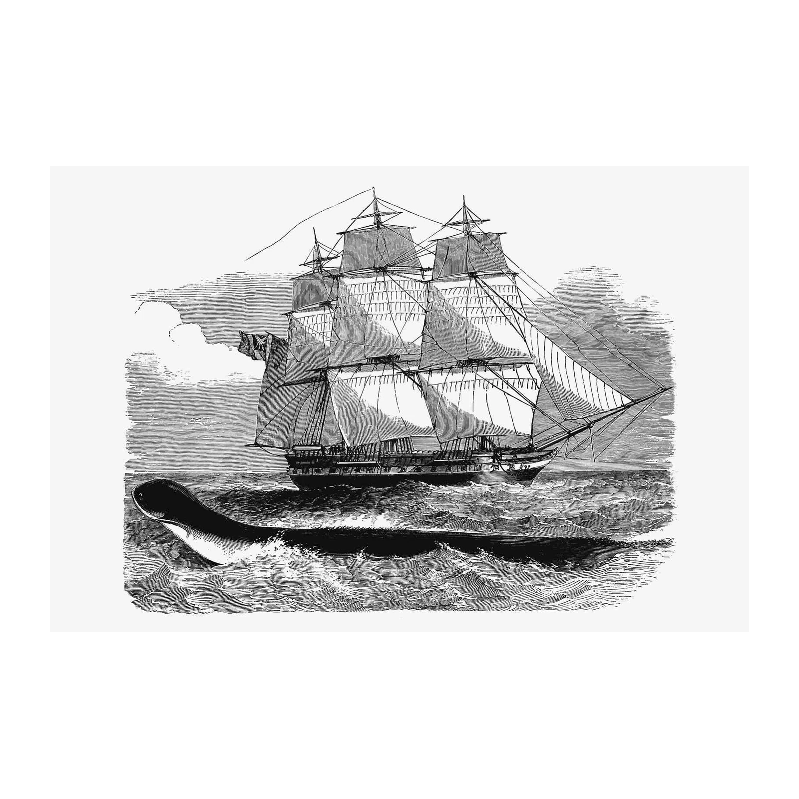 Vintage Whale & Ship Nautical Wall Art