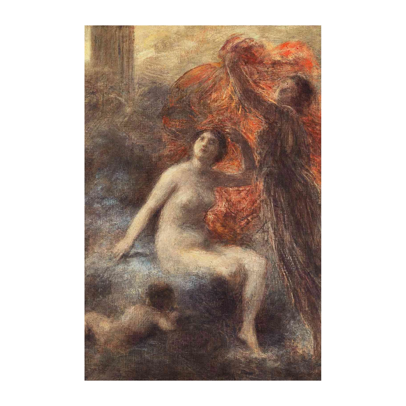 Ethereal Nude with Red Drapery Wall Art