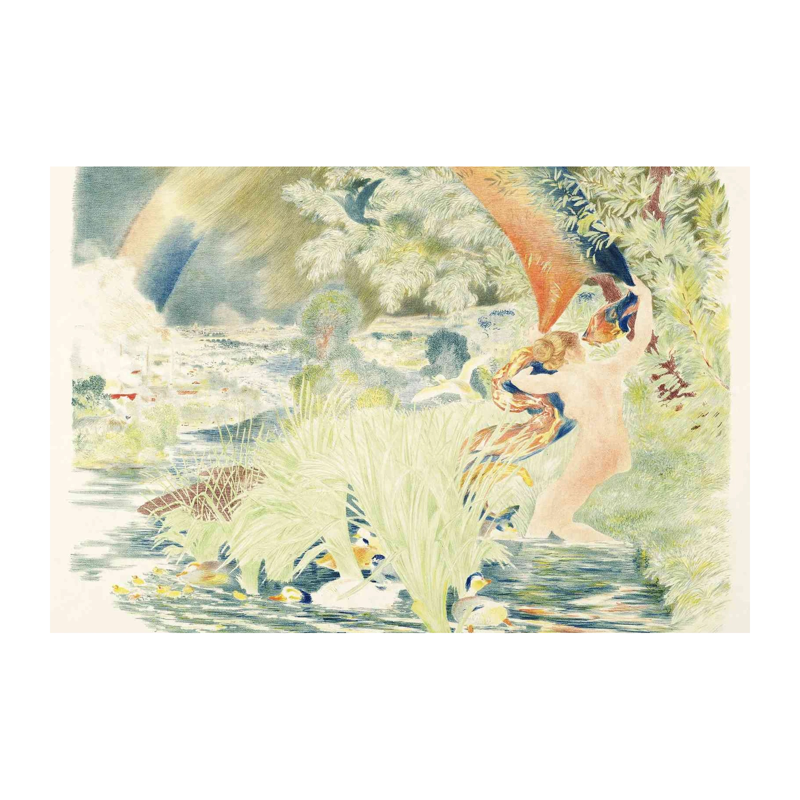 Dreamy Pastoral Scene with Ducks Wall Art
