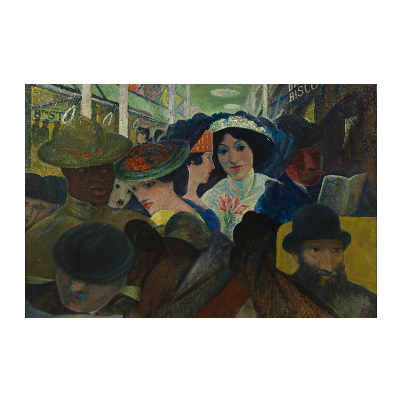 Urban Commute Scene Vintage Wall Art