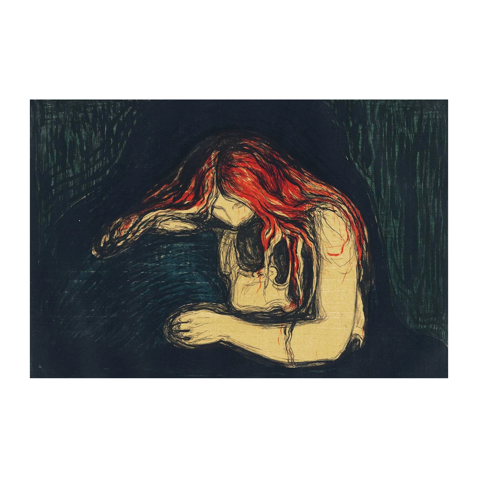 Melancholy Woman Red Hair Wall Art