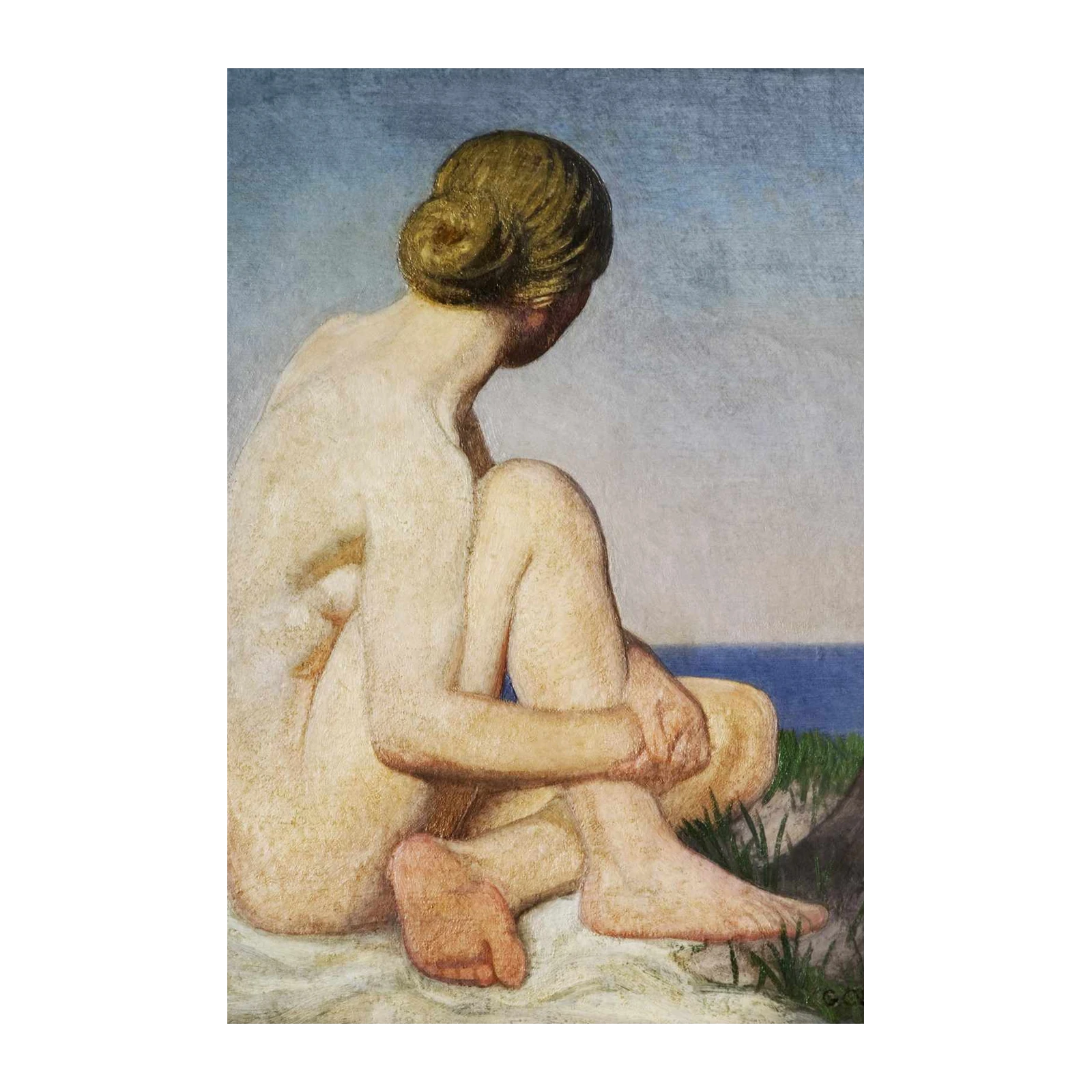 Serene Nude Beach Scene Wall Art - Coastal Art