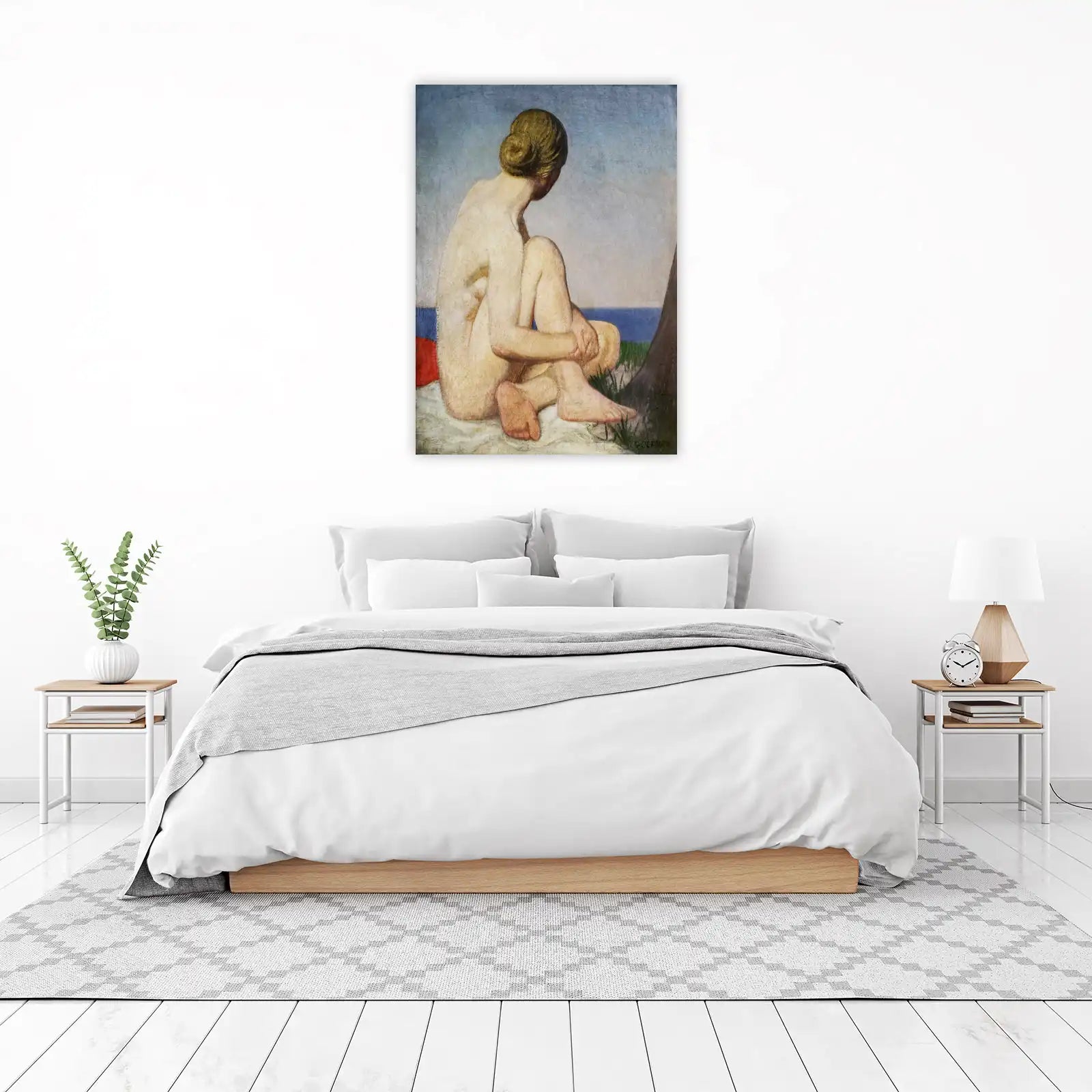 Serene Nude Beach Scene Wall Art - Coastal Art