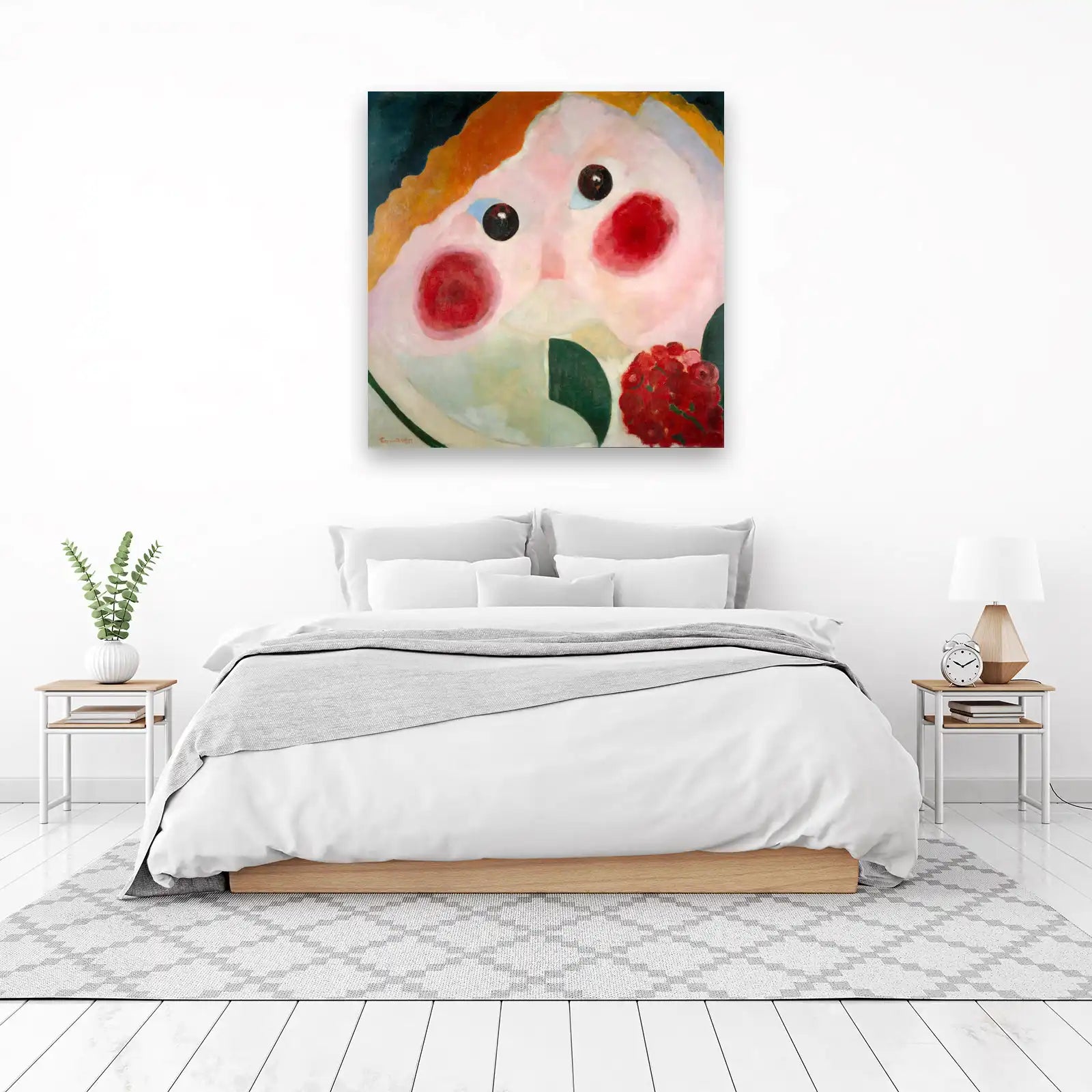 Abstract Face & Flowers Wall Art