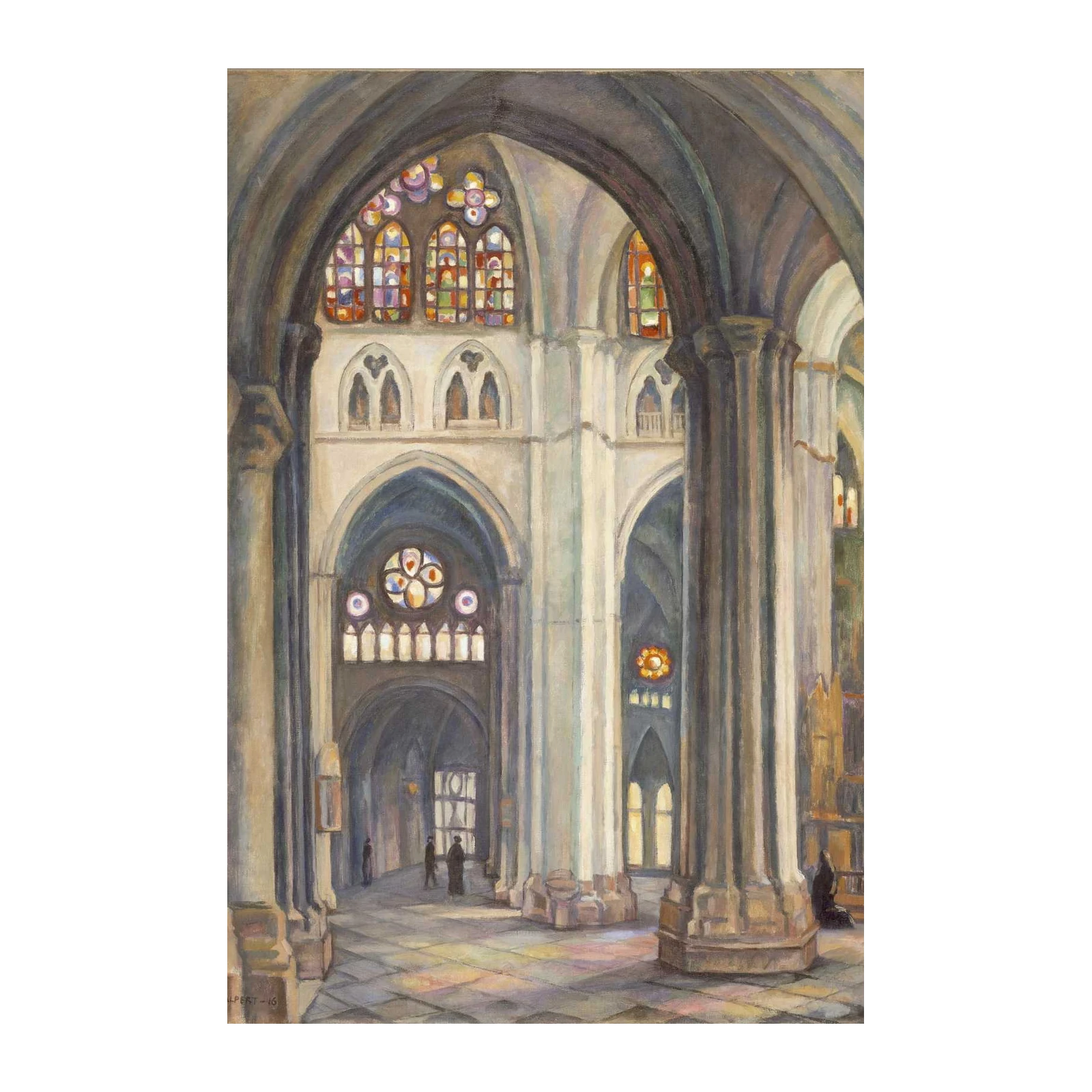 Gothic Cathedral Interior Stained Glass Wall Art
