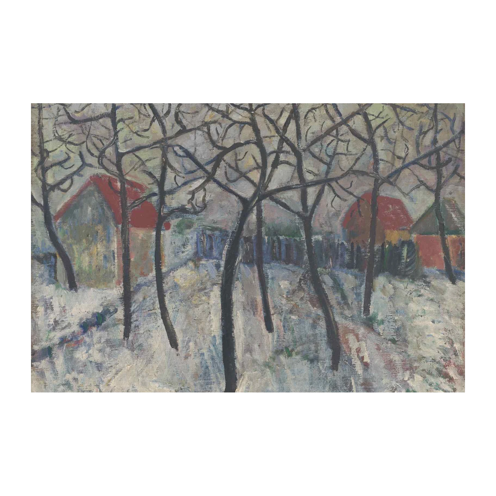 Winter Village Snowy Scene Wall Art