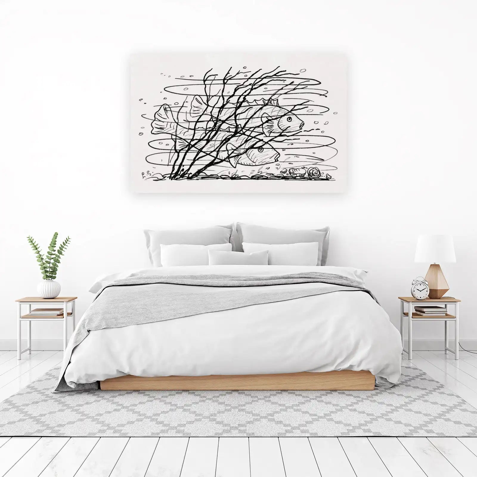 Serene School of Fish Sketch Wall Art