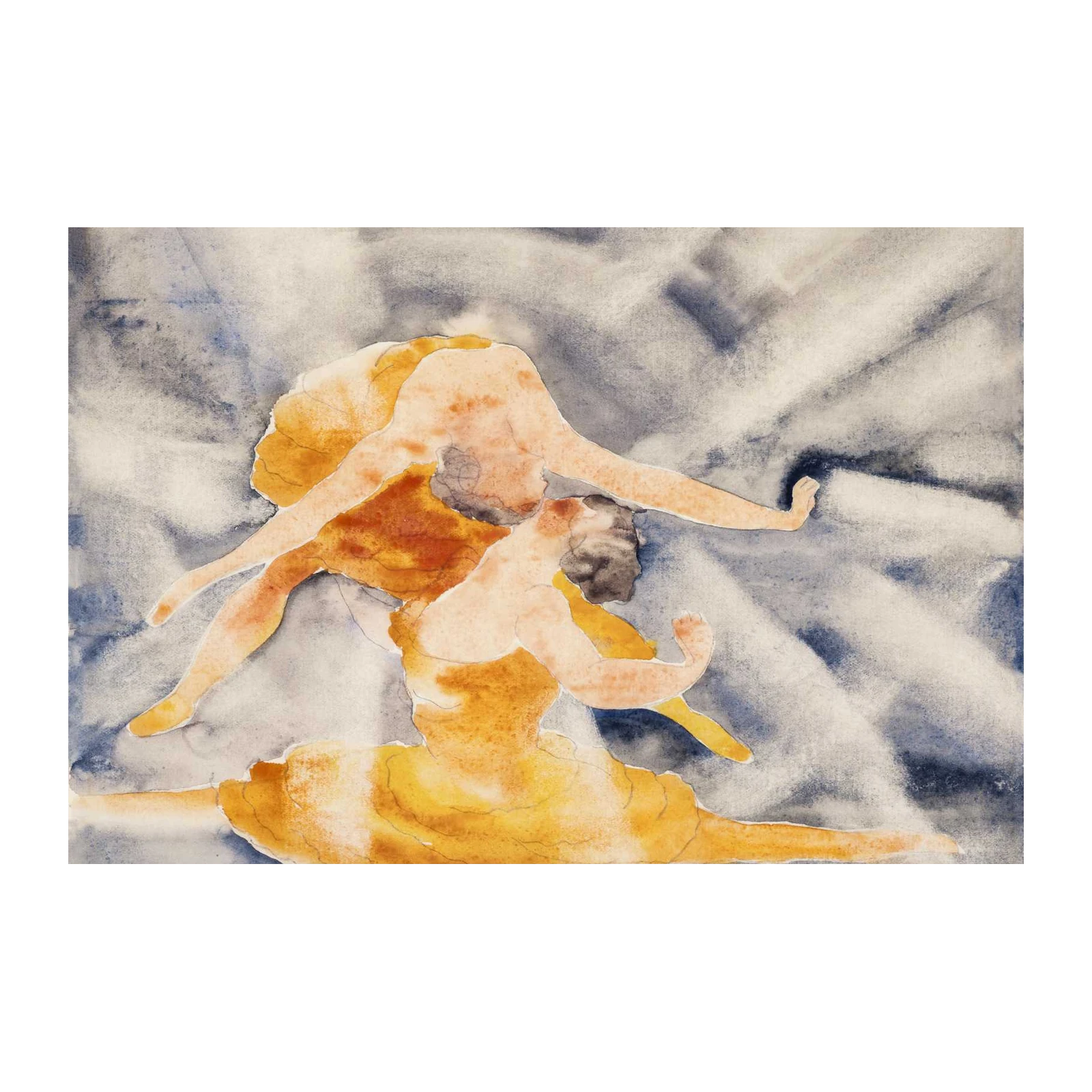 Graceful Dancers Serenity Watercolor Wall Art