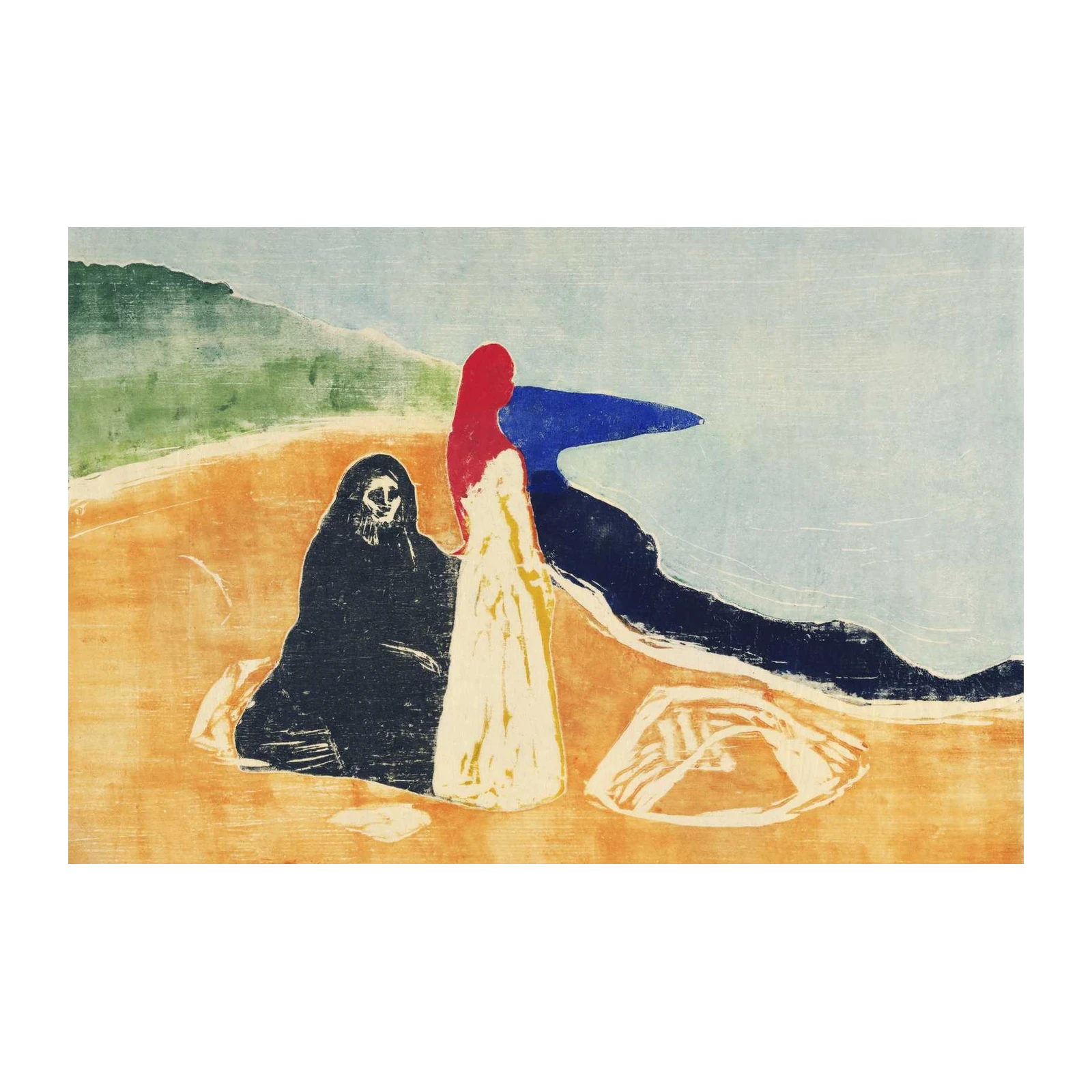 Evocative Beach Scene with Figures Wall Art