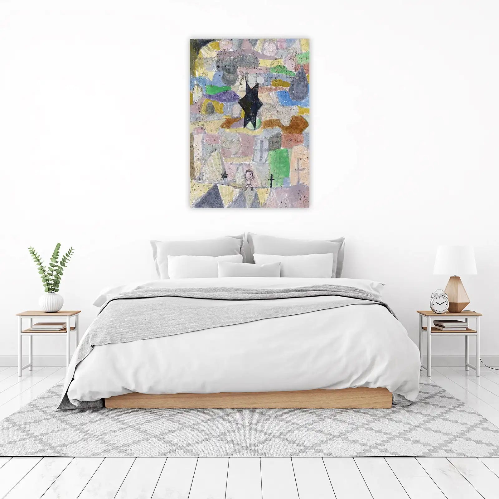 Abstract Starry Night Village Wall Art
