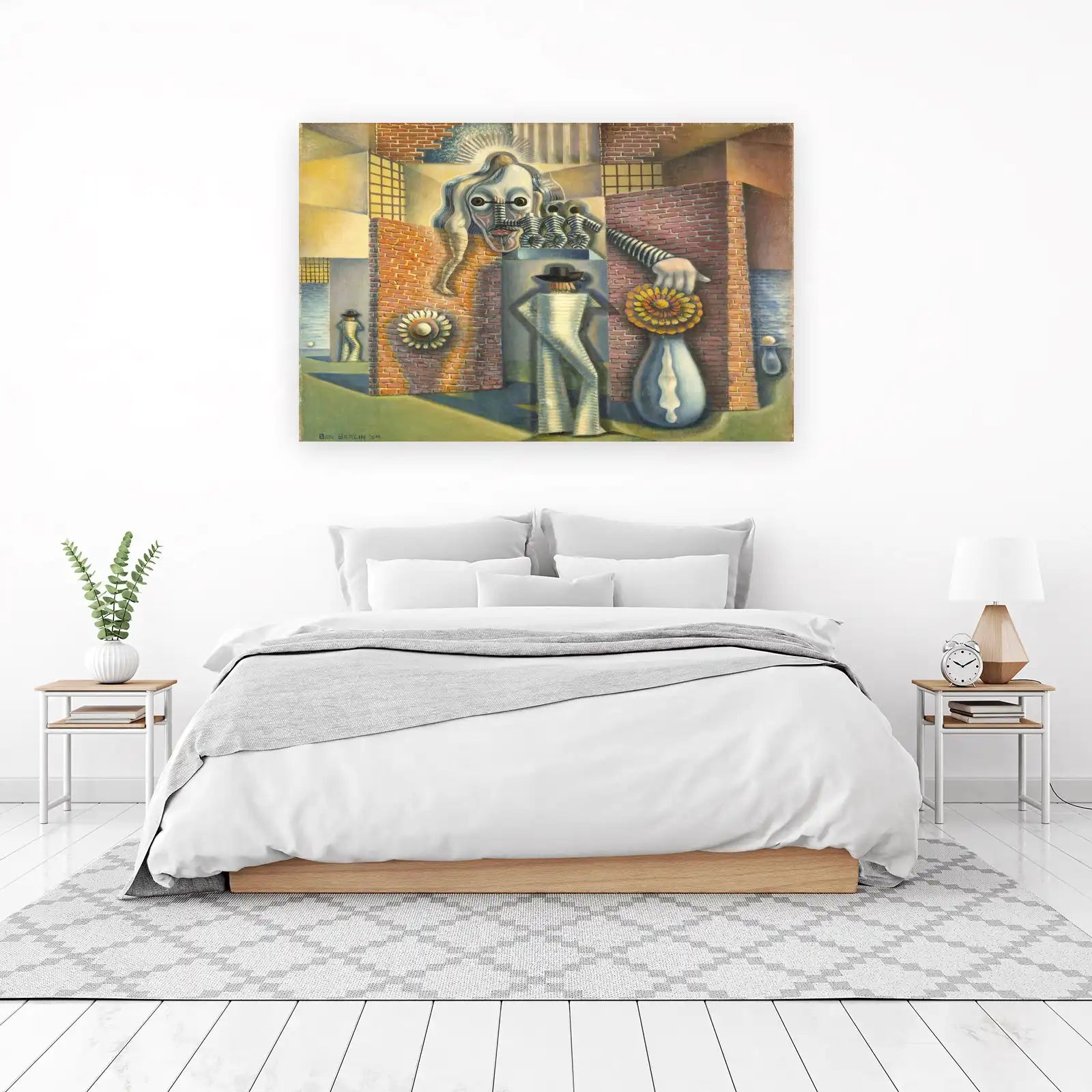 Surrealist Alleyway with Figures Wall Art