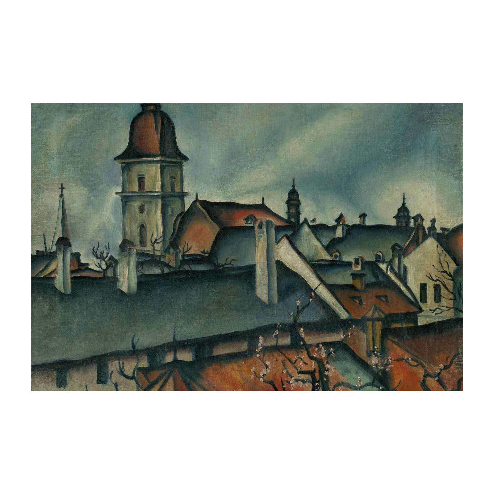 European Cityscape Rooftops Wall Art
