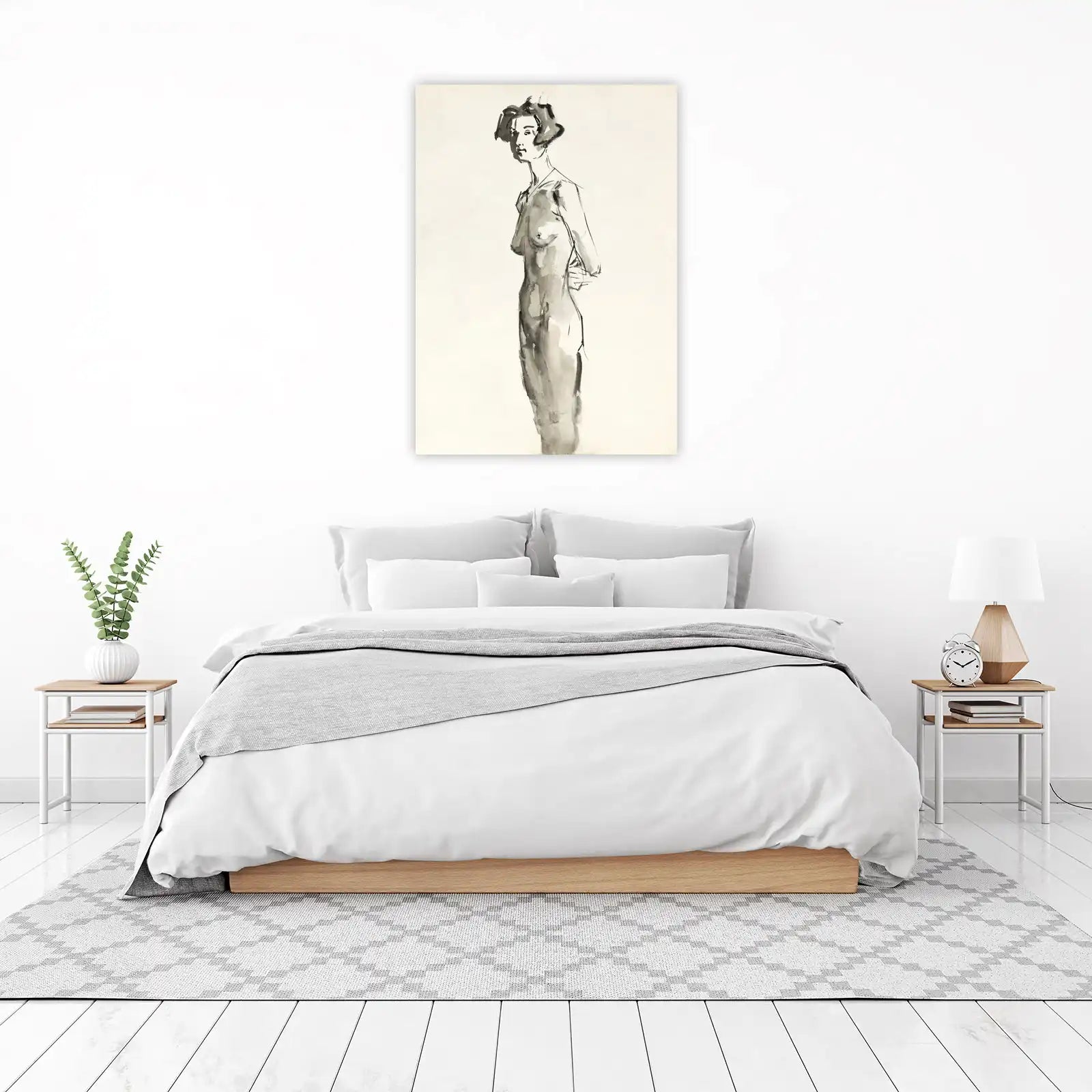 Elegant Nude Ink Sketch Wall Art - Modern Art