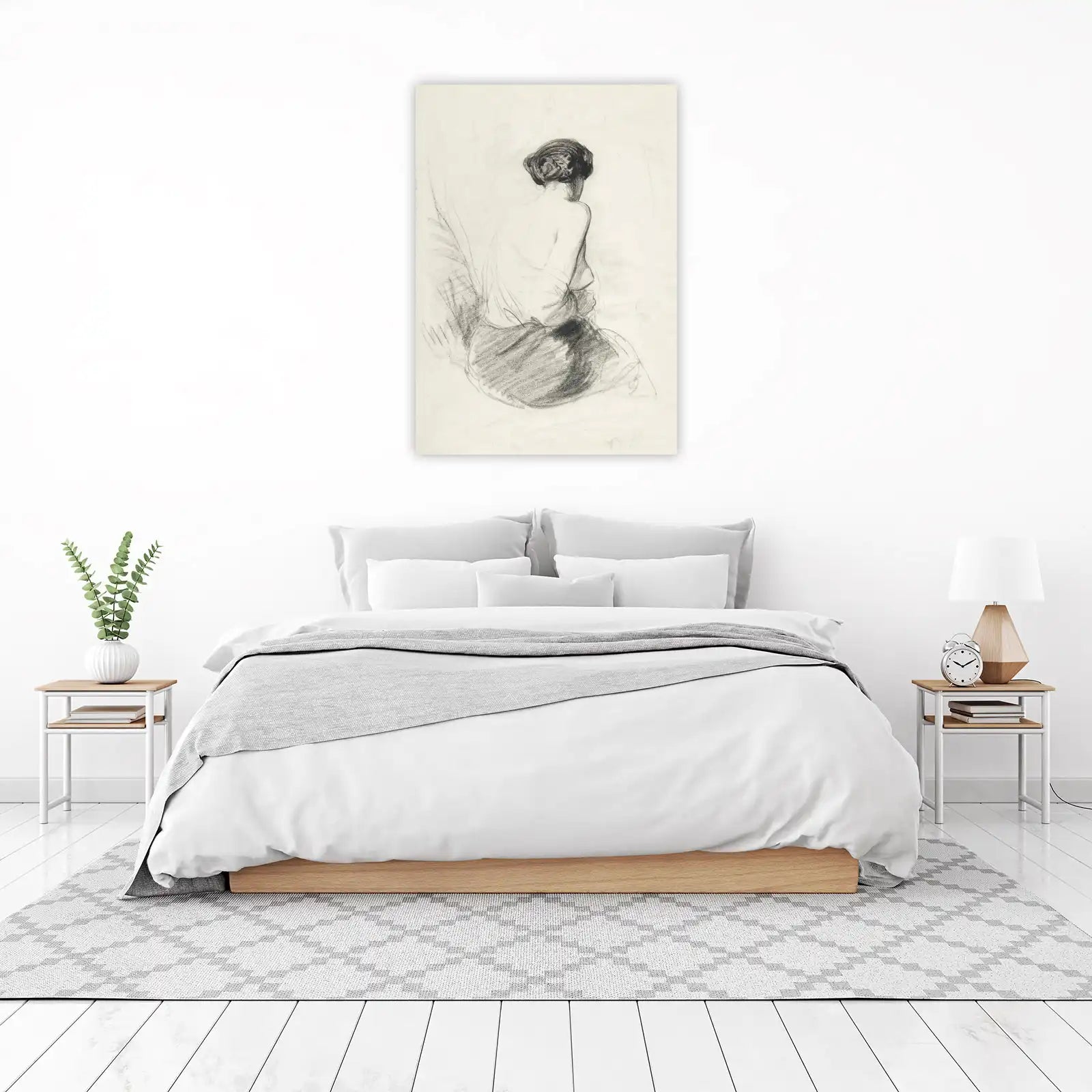 Elegant Figure Study Charcoal Wall Art