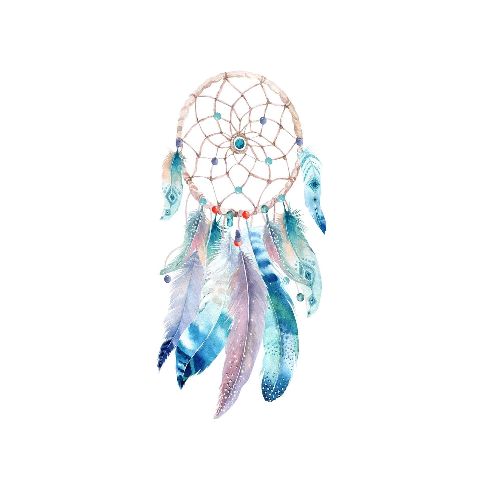 Boho Dreamcatcher Feather Watercolor Wall Art