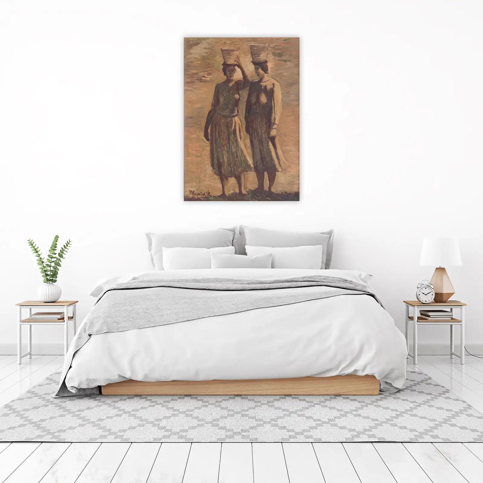 Two Women Carrying Baskets Wall Art