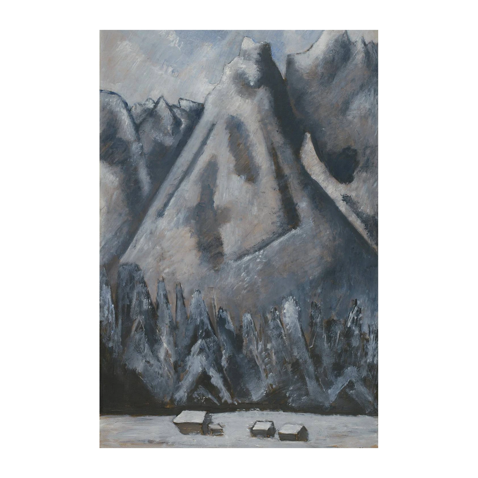 Serene Mountain Cabin Winter Wall Art