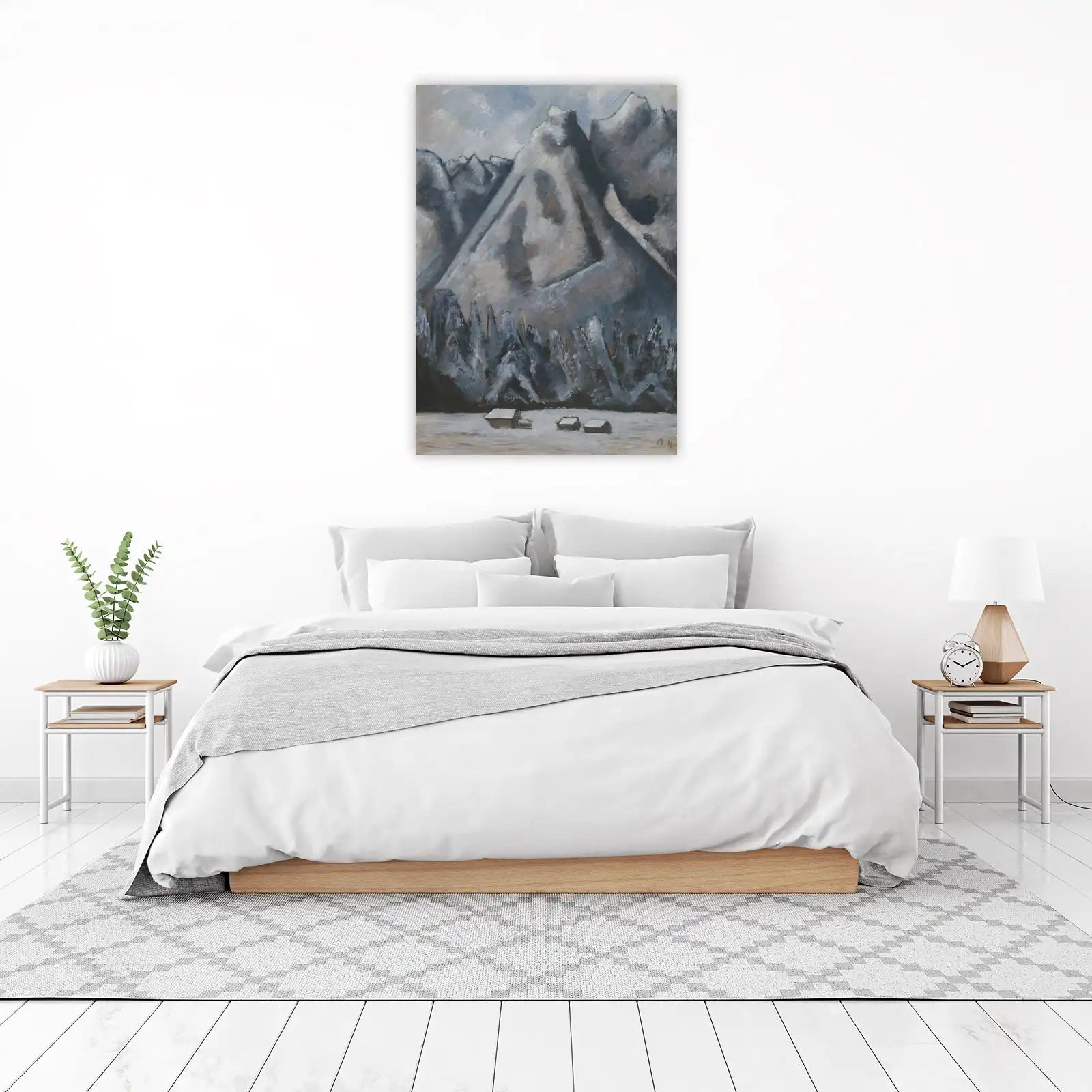 Serene Mountain Cabin Winter Wall Art