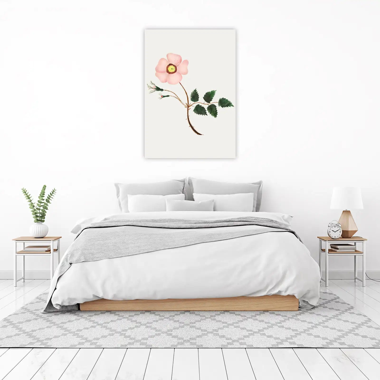Vintage Botanical Pink Rose Wall Art