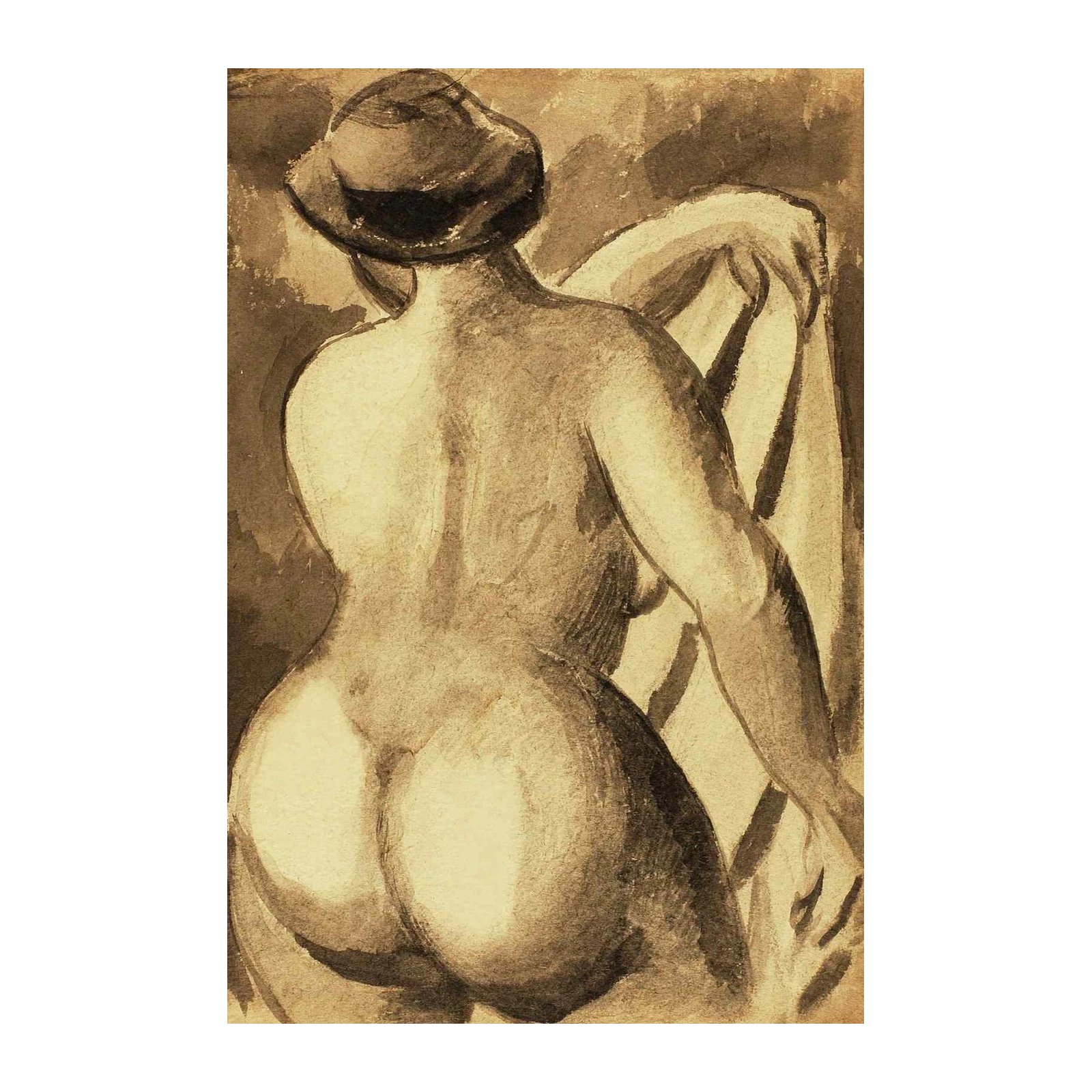 Timeless Nude Figure with Hat Wall Art