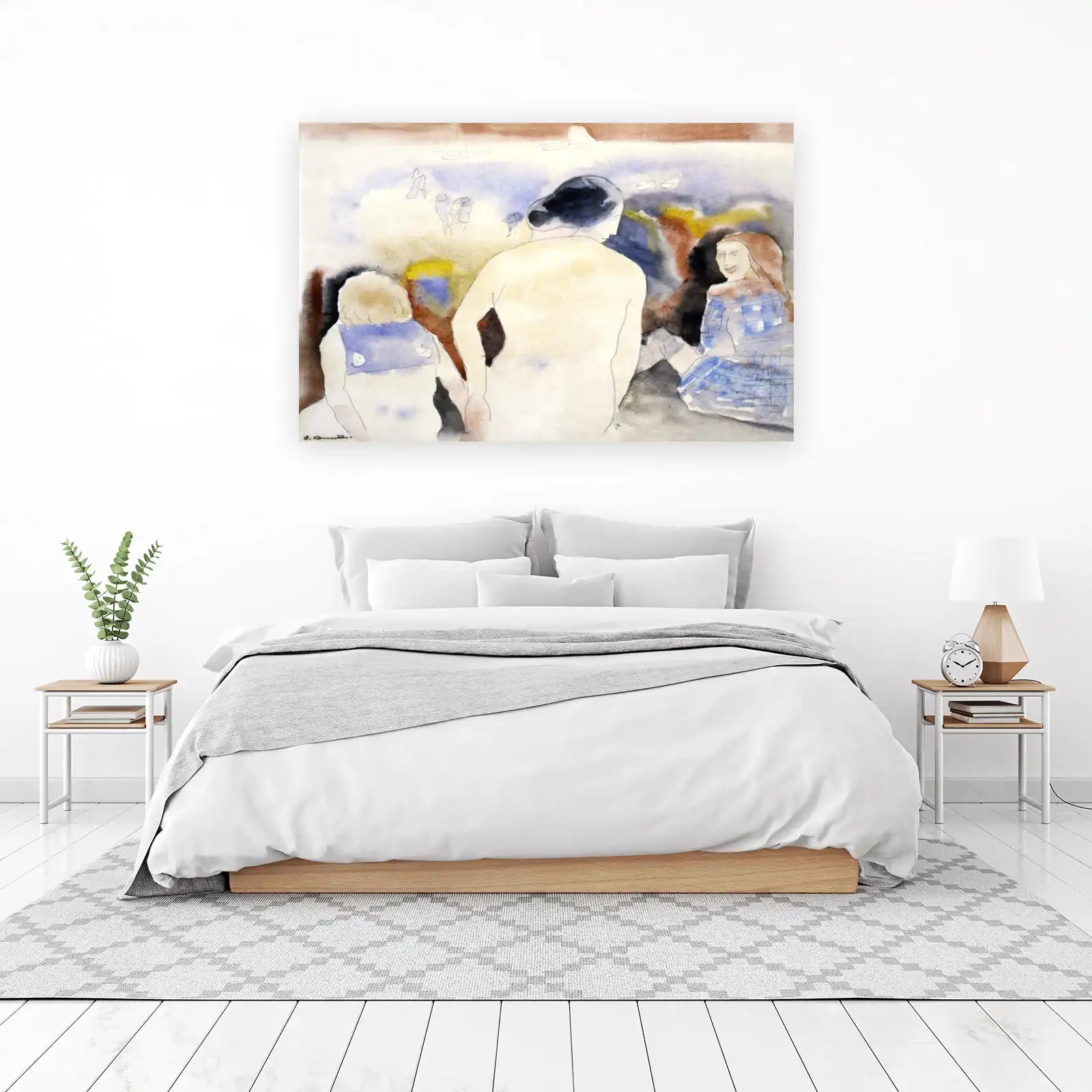 Serene Seaside Gathering Watercolor Wall Art