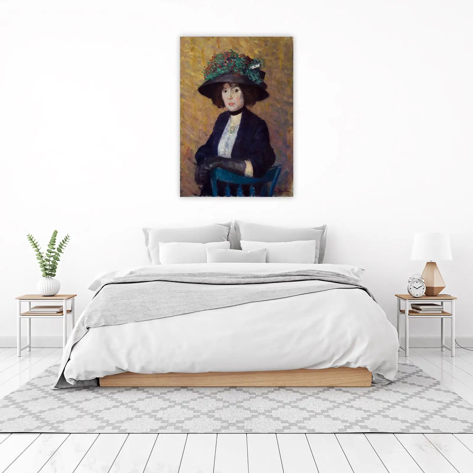Elegant Woman Portrait Vintage Hat Wall Art