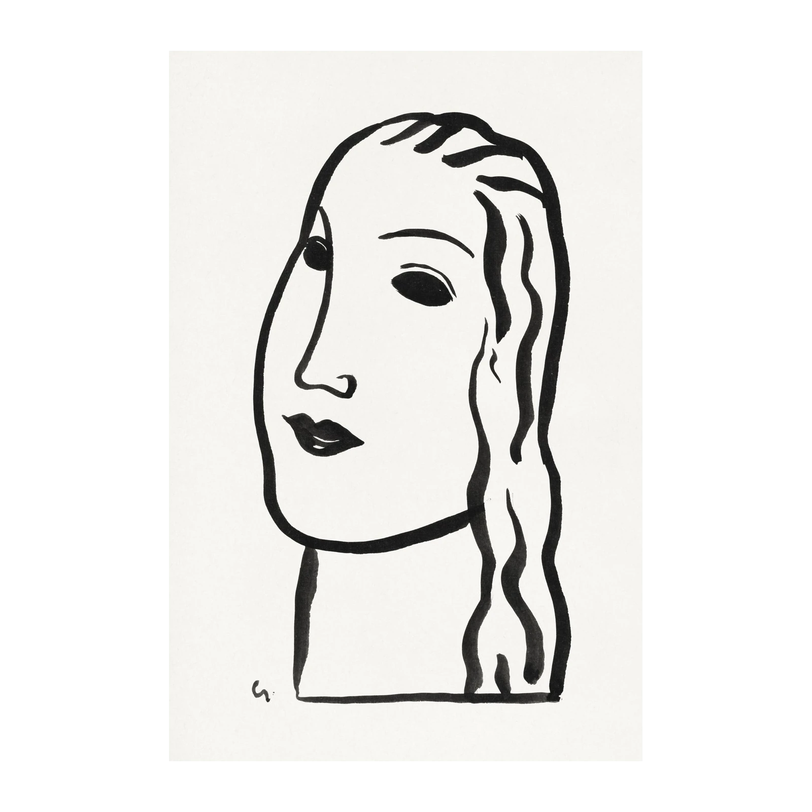 Minimalist Portrait Woman Black & White Wall Art