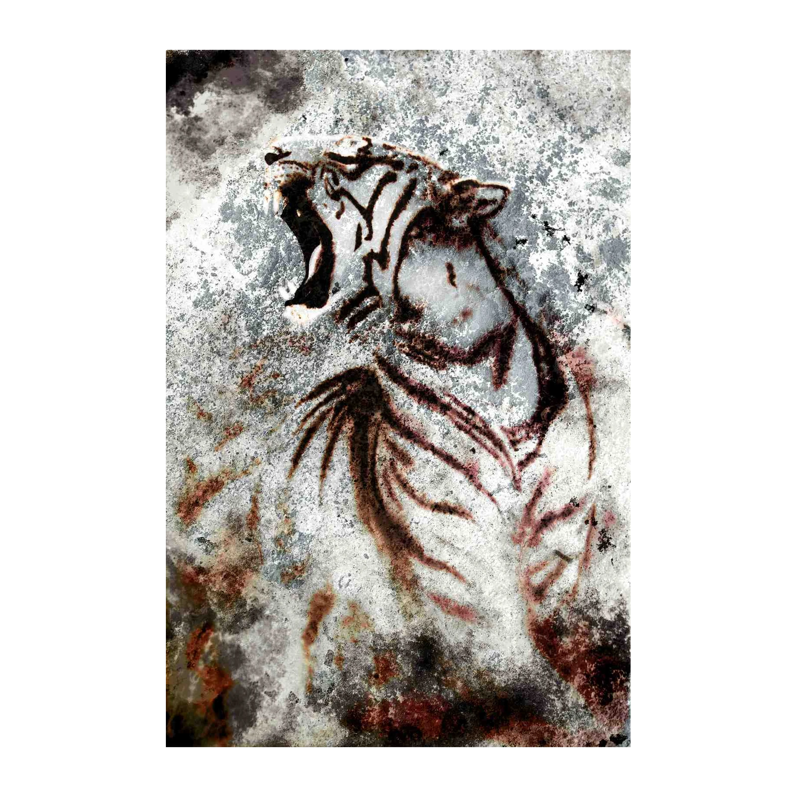 Roaring Tiger Grunge Art Wall Art