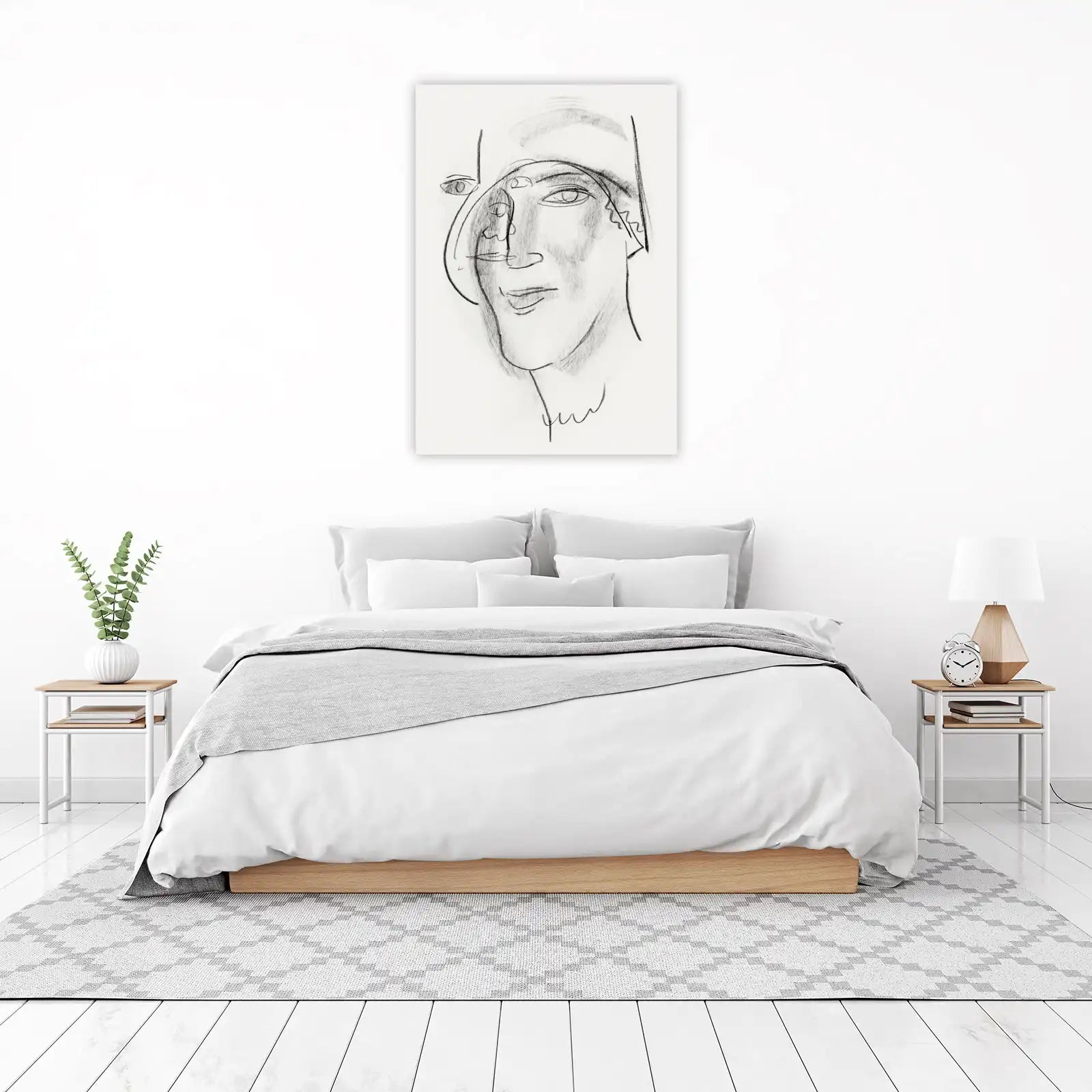 Abstract Face Charcoal Sketch Wall Art