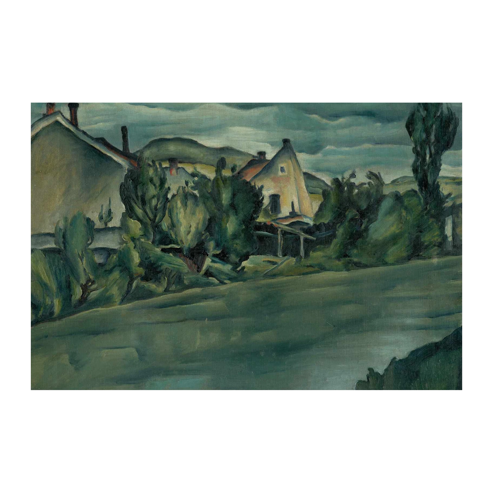 Atmospheric European Village Landscape Wall Art