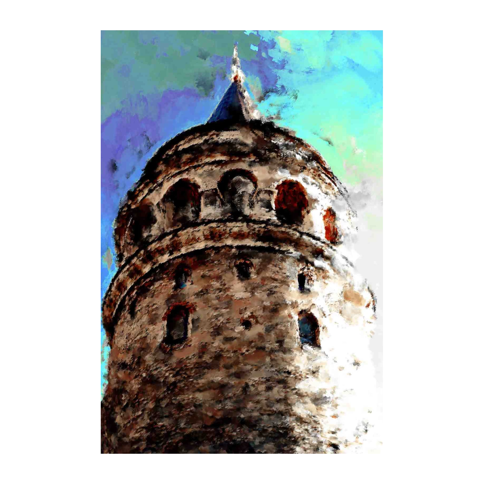 Galata Tower Impressionist Wall Art