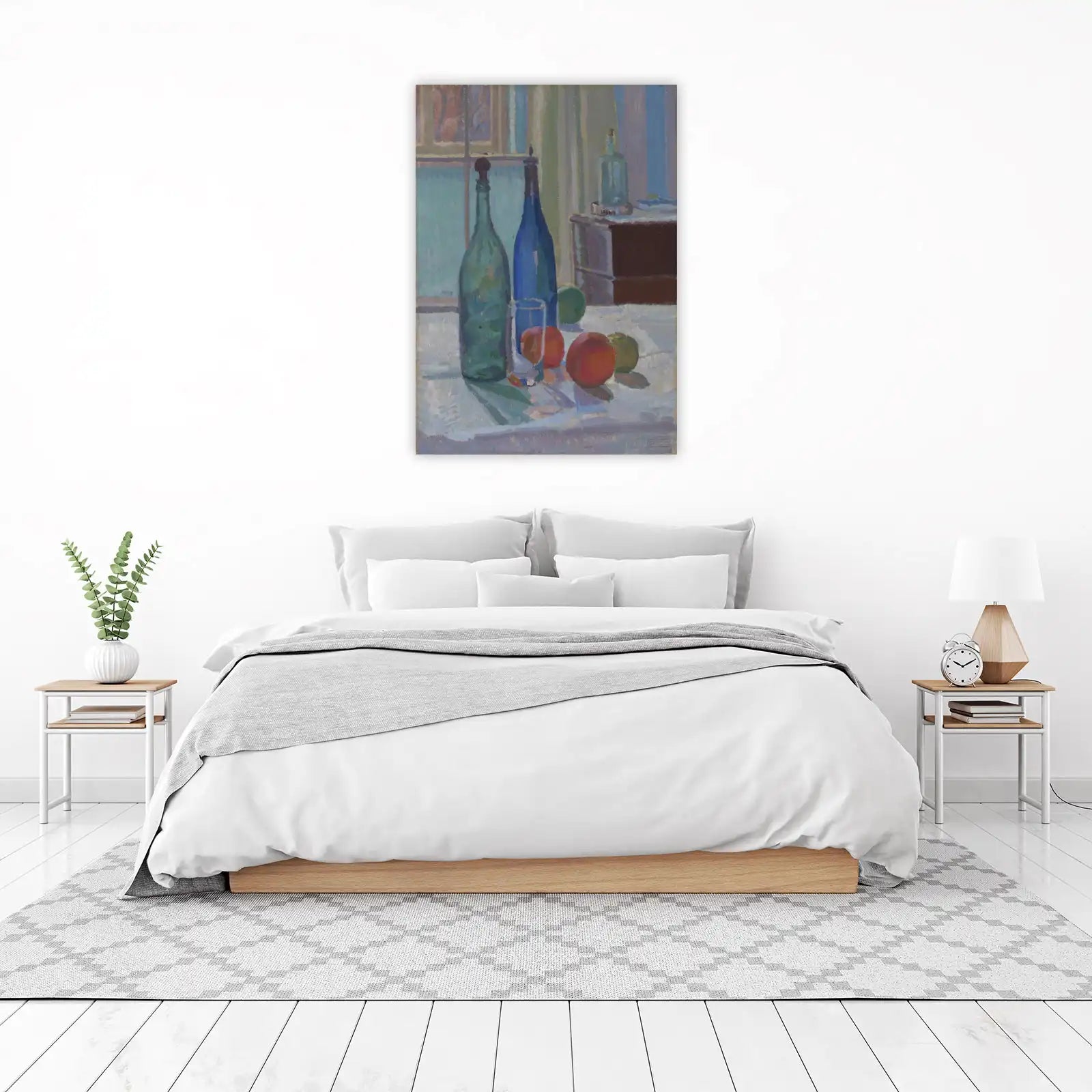 Serene Still Life Bottles & Fruit Wall Art