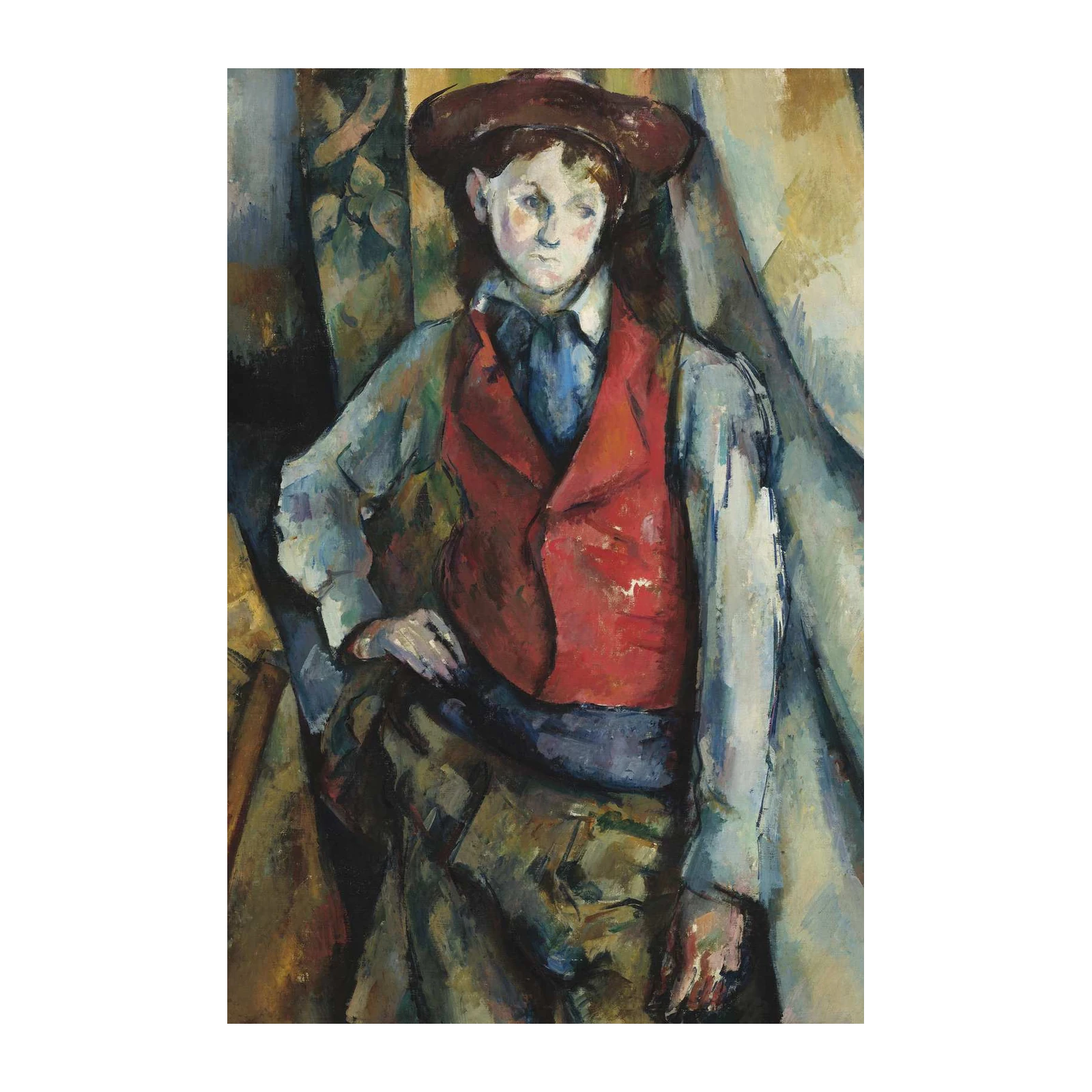 Expressive Portrait Red Vest Wall Art