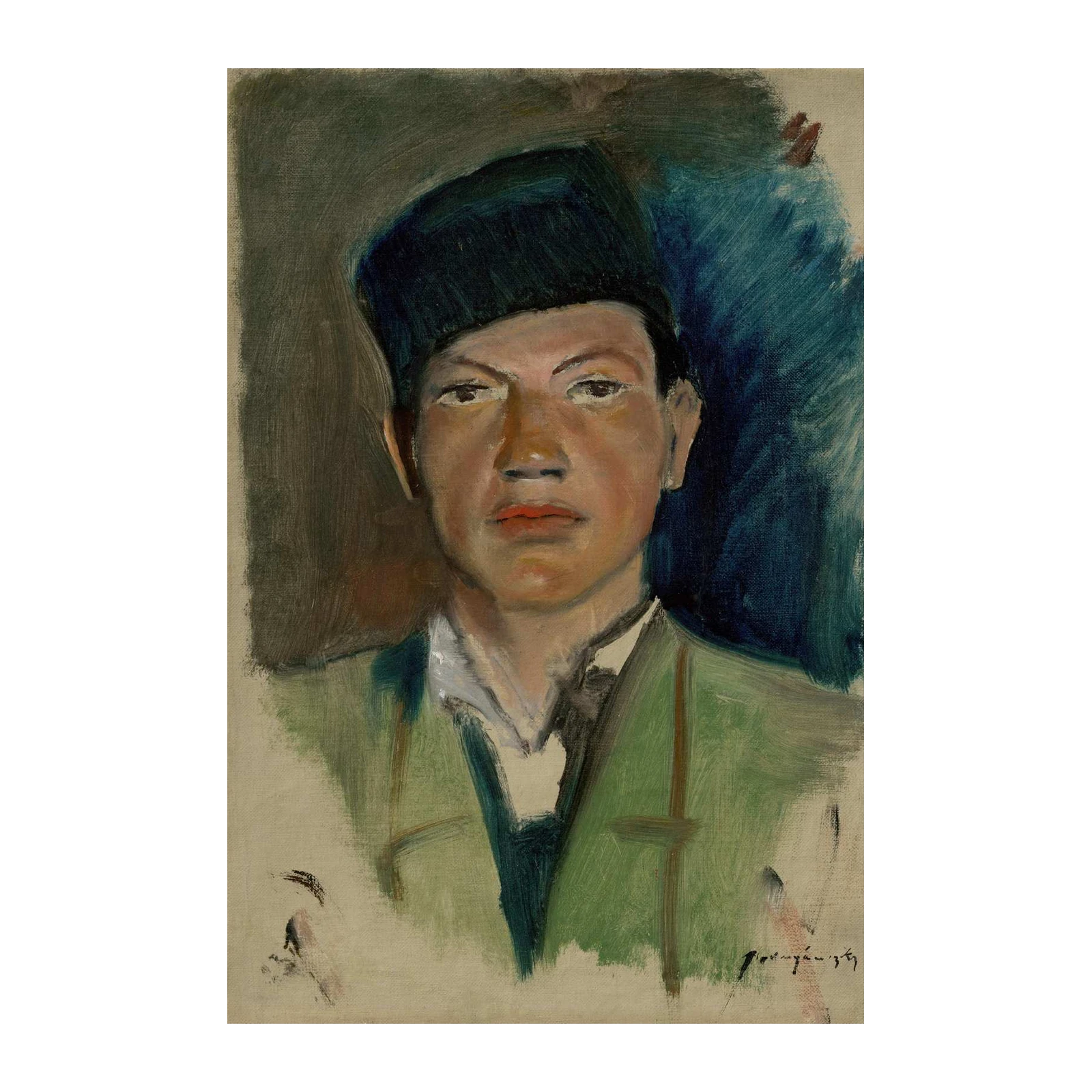 Young Man Portrait Expressive Oil Painting Wall Art