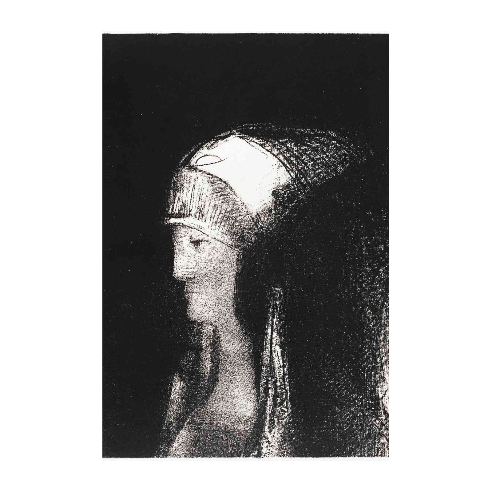 Elegant Woman Profile Charcoal Wall Art
