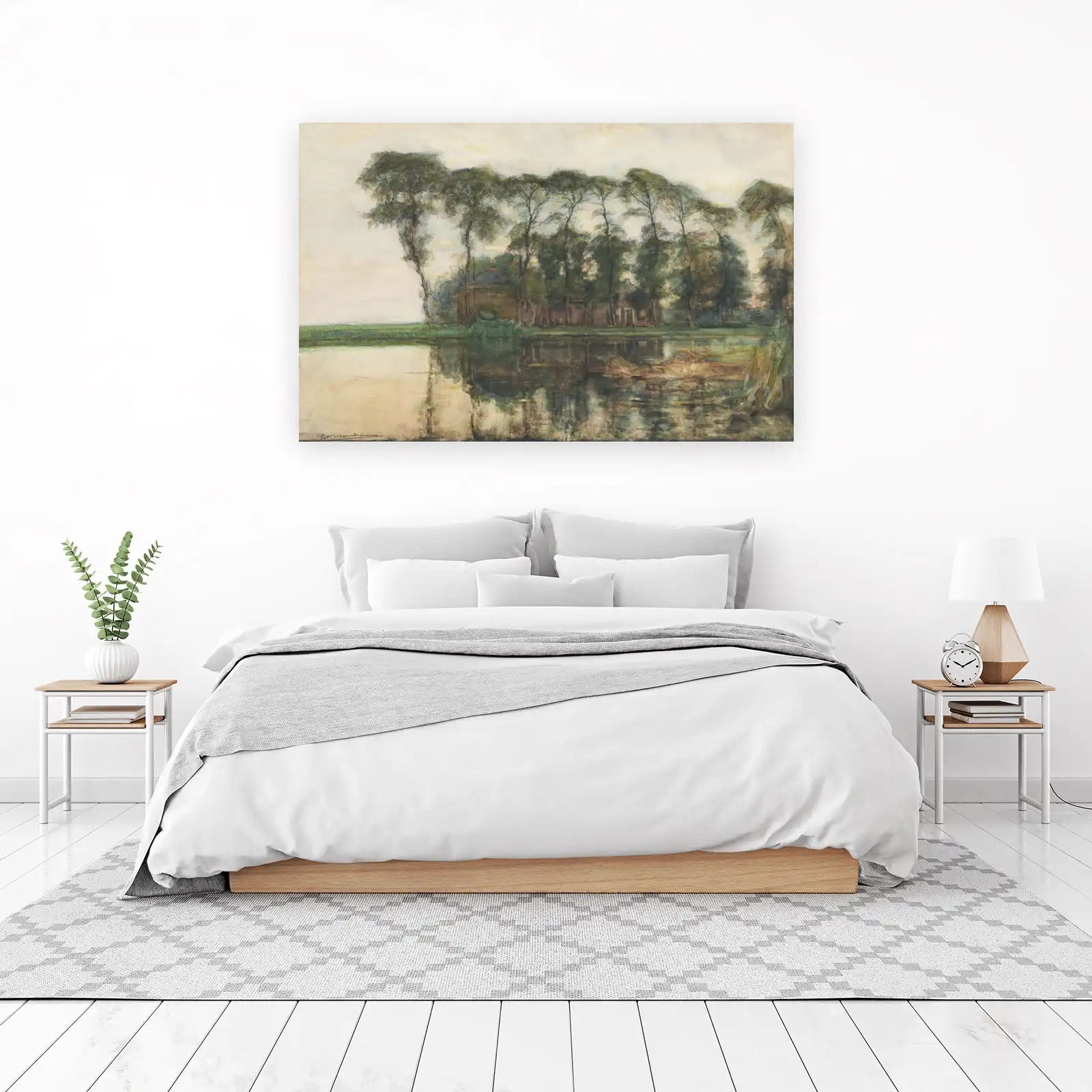 Serene Waterscape Trees Wall Art