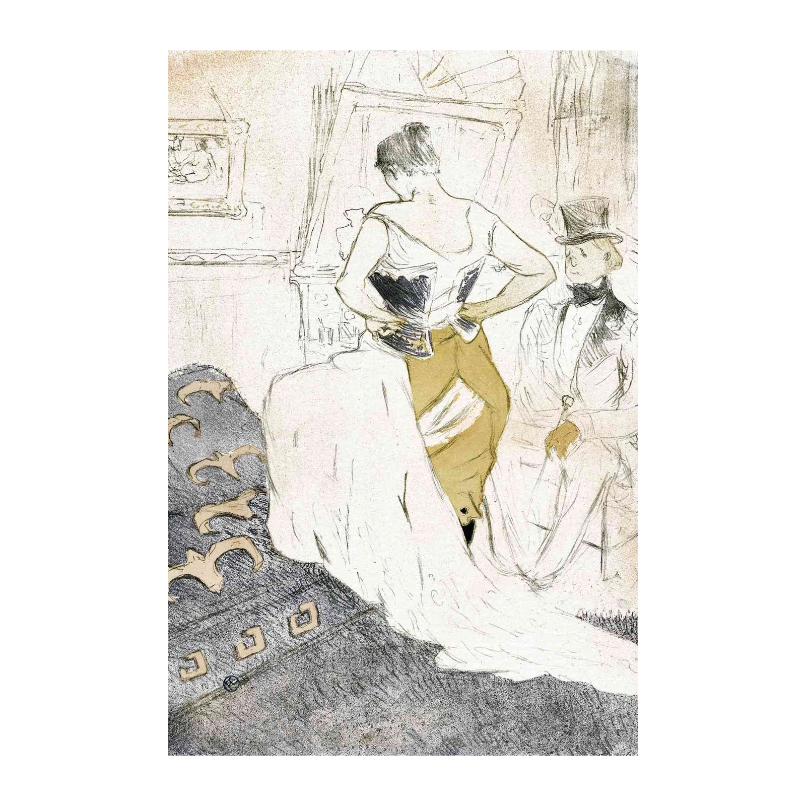Vintage Fashion Scene Art Wall Art