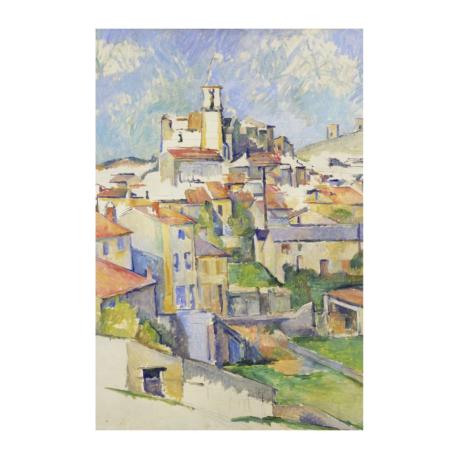 Sunny Village Landscape Oil Painting Wall Art