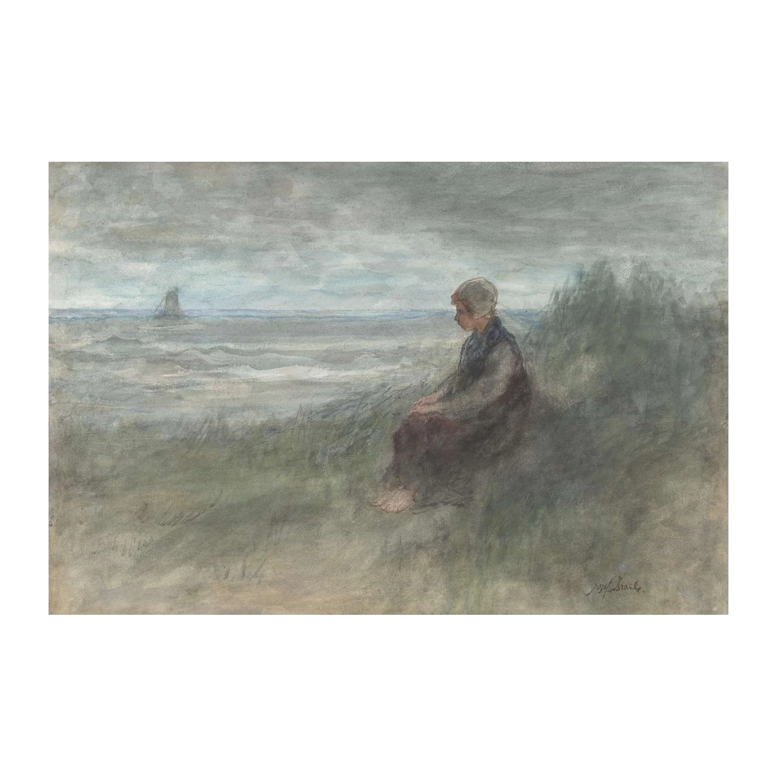 Serene Coastal Contemplation Wall Art