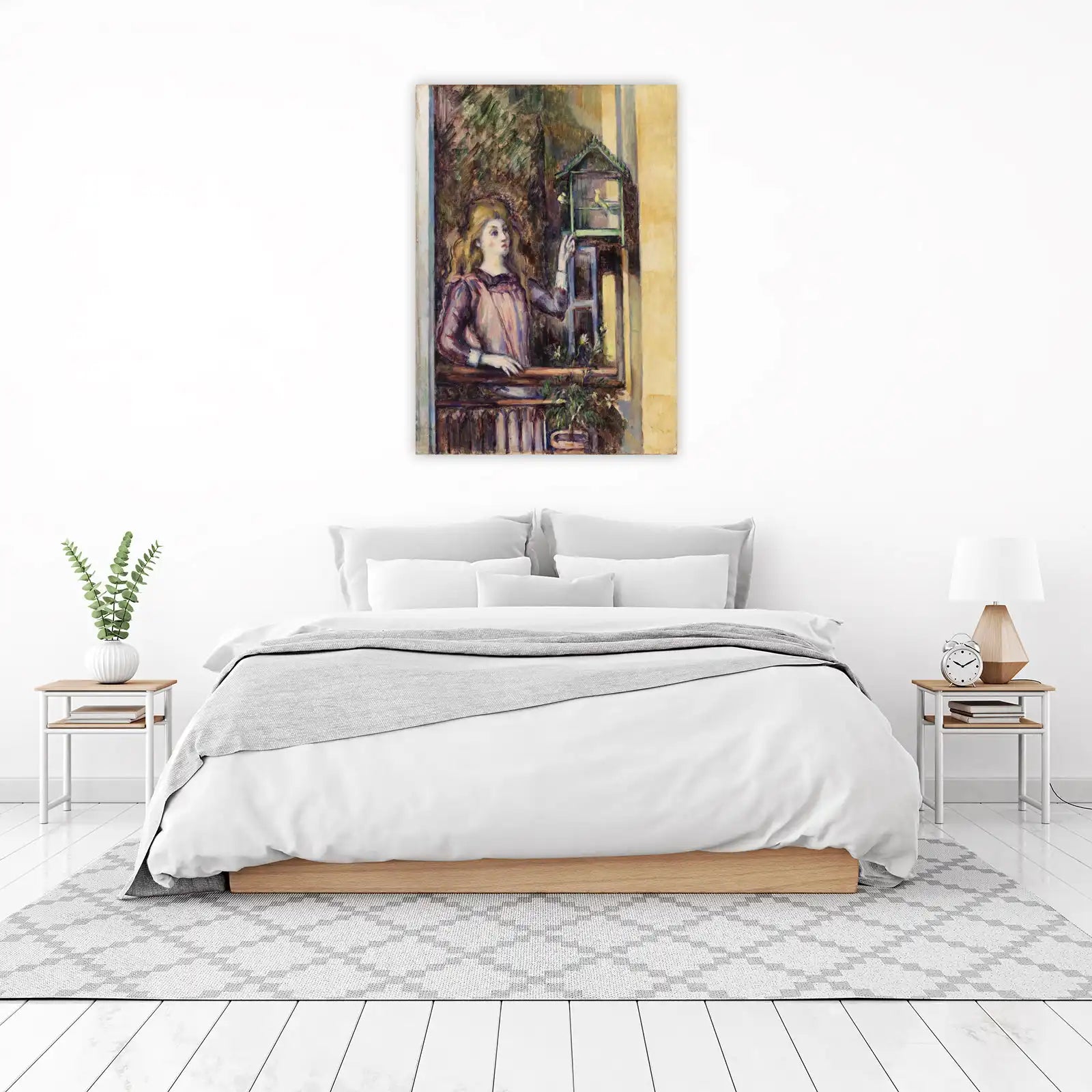 Girl & Birdcage Vintage Art Wall Art