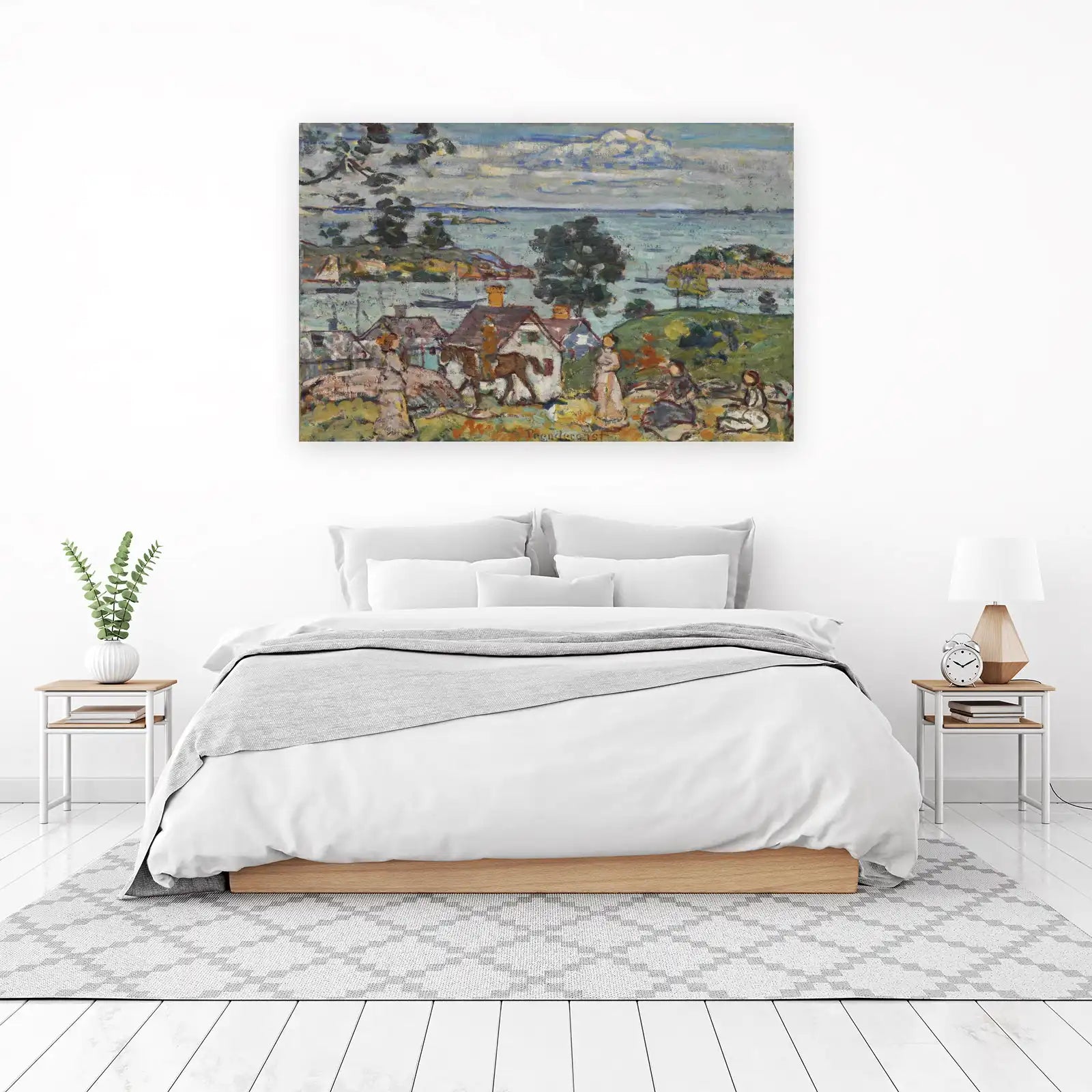 Seaside Village Impressionist Oil Wall Art