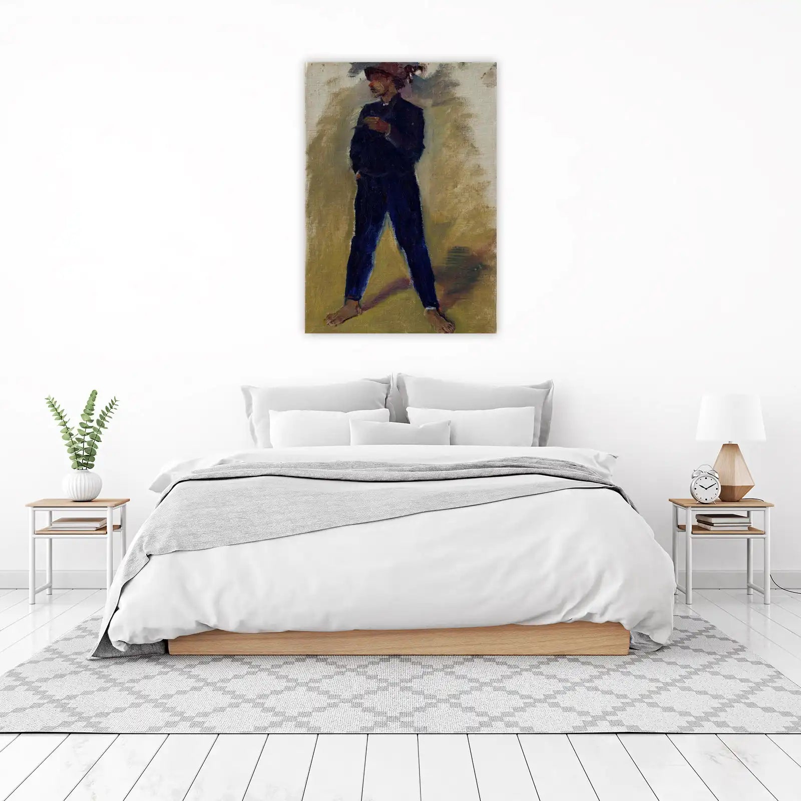 Brooding Figure in Blue: Impressionist Wall Art